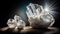 a group of crystals on a dark background