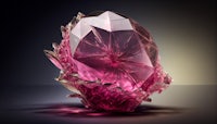 a pink crystal on a black background