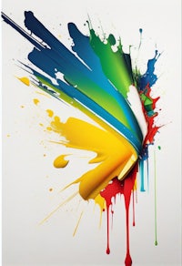 a colorful paint splatter on a white background