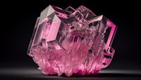 a pink crystal on a black background