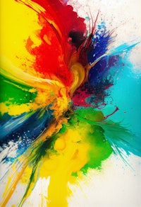 a colorful paint splatter on a white background